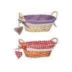 Willow Bread Basket with Purple Gingham Lining | Orla