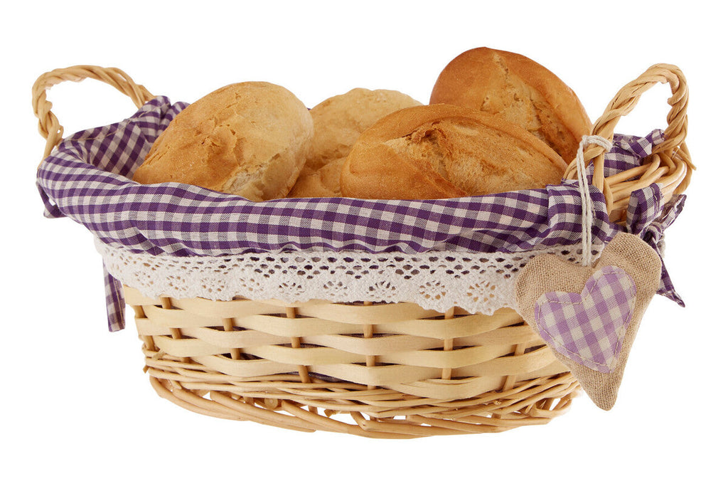 Willow Bread Basket with Purple Gingham Lining | Orla