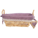 Purple Gingham Lining Small Rectangular Willow Bread Basket | Orla