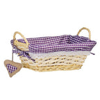 Purple Gingham Lining Small Rectangular Willow Bread Basket | Orla