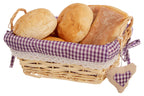 Purple Gingham Lining Small Rectangular Willow Bread Basket | Orla