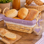 Purple Gingham Lining Small Rectangular Willow Bread Basket | Orla