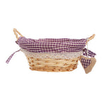Purple Gingham Lining Round Willow Bread Basket | Orla