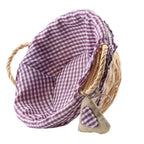 Purple Gingham Lining Round Willow Bread Basket | Orla