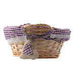 Purple Gingham Lining Round Willow Bread Basket | Orla