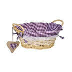 Purple Gingham Lining Round Willow Bread Basket | Orla