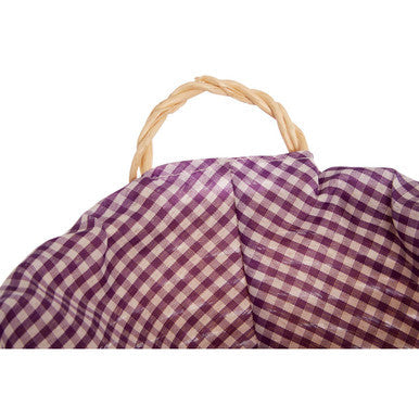 Purple Gingham Lining Round Willow Bread Basket | Orla