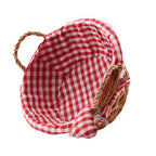 Red Gingham Lining Round Willow Bread Basket | Orla