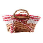 Red Gingham Lining Round Willow Bread Basket | Orla