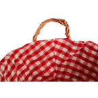 Red Gingham Lining Round Willow Bread Basket | Orla