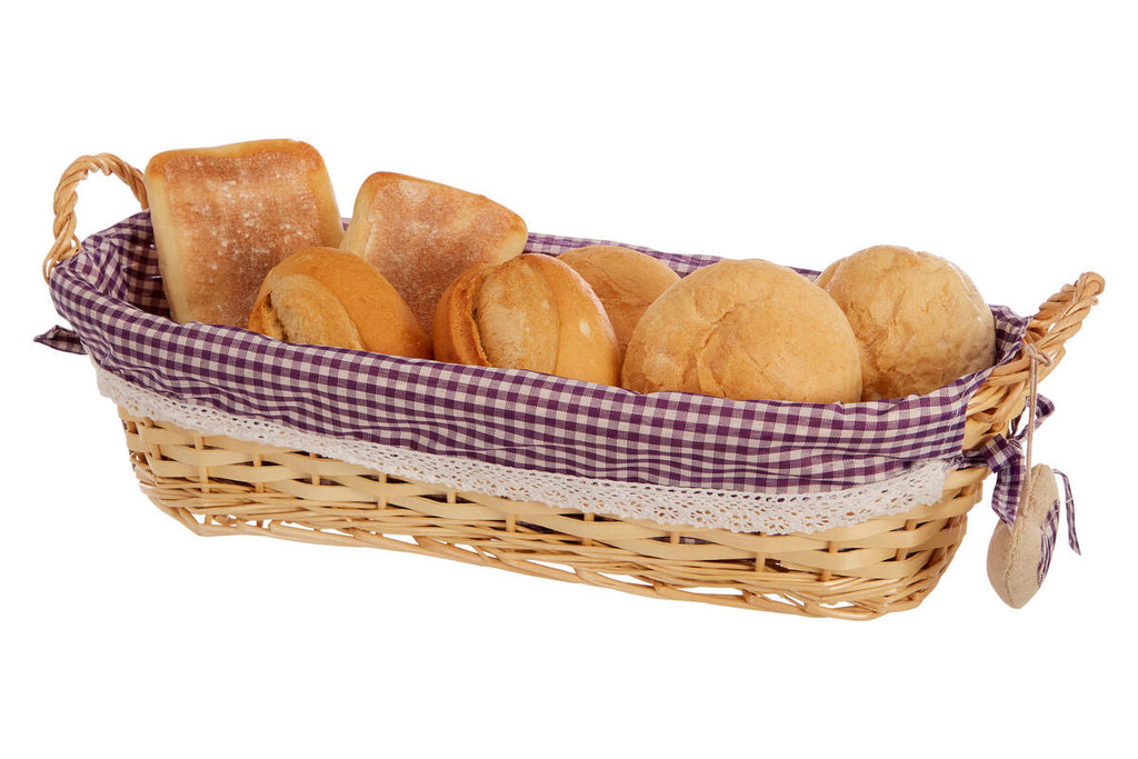 Purple Gingham Lining Oblong Willow Bread Basket | Orla