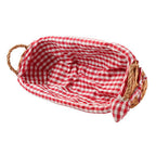 Red Gingham Lining Oblong Willow Bread Basket | Orla