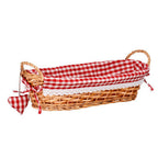 Red Gingham Lining Oblong Willow Bread Basket | Orla