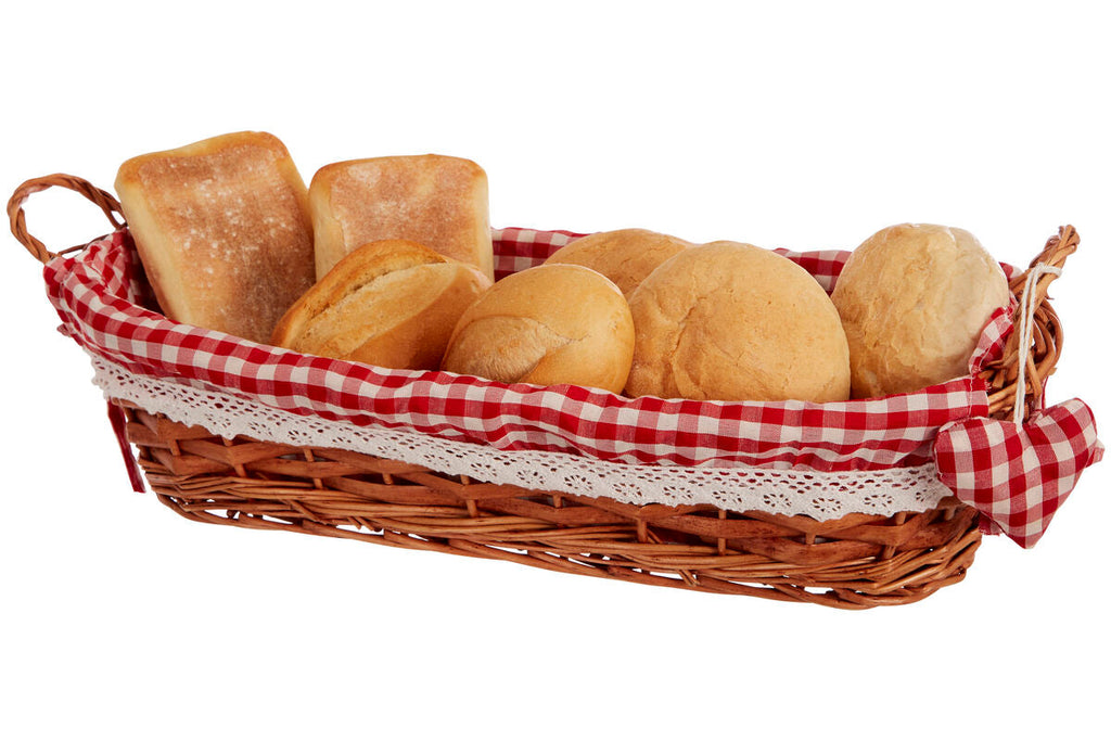 Red Gingham Lining Oblong Willow Bread Basket | Orla
