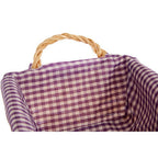 Purple Gingham Lining Large Rectangular Willow Bread Basket | Orla