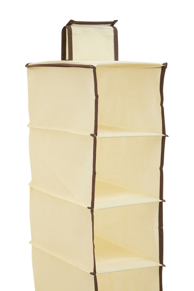 Cream Brown Trim 10 Section Hanging Shoe Organiser | Tavia