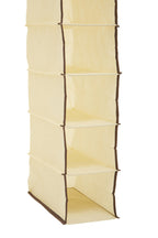 Cream Brown Trim 10 Section Hanging Shoe Organiser | Tavia
