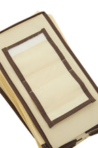 Cream Brown Trim 10 Section Hanging Shoe Organiser | Tavia