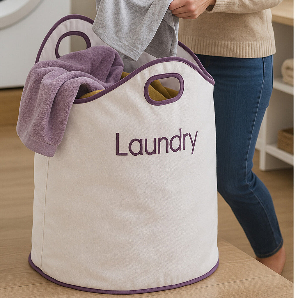 White and Purple Laundry Bag | GreenLoop