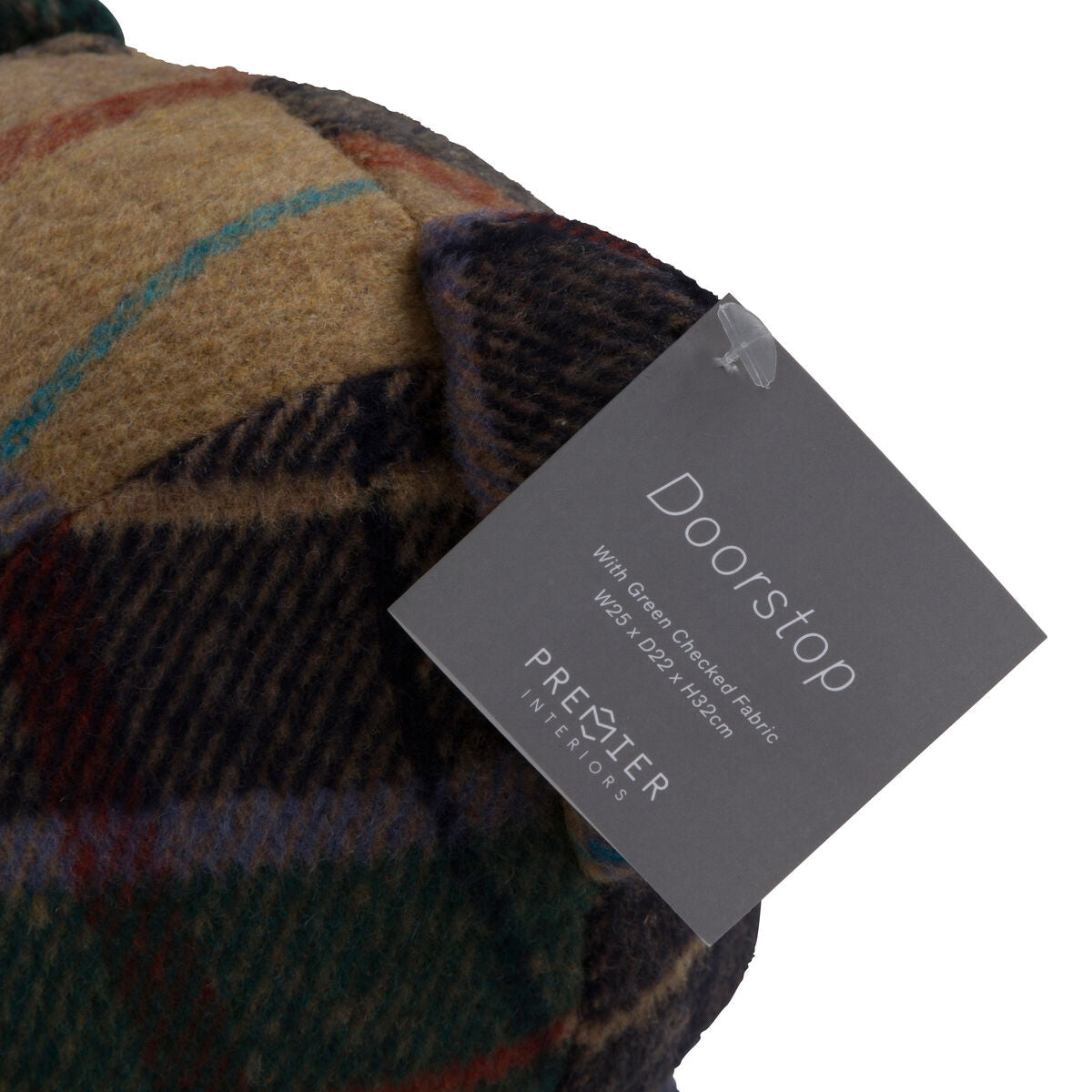 Green Check Tartan Teddy Bear Door Stop | Bute