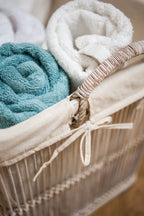 Rattan and Bamboo White Washed Set of 2 Storage Baskets | Ezell
