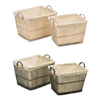 Ezell  Washed Grey Rattan and Bamboo Set Of 2 Storage Baskets