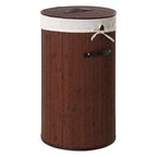 Dark Brown Round Laundry Hamper | Kankyo
