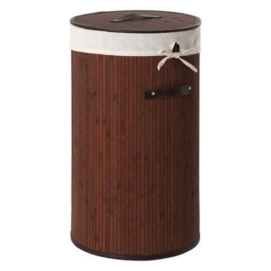 Dark Brown Round Laundry Hamper | Kankyo