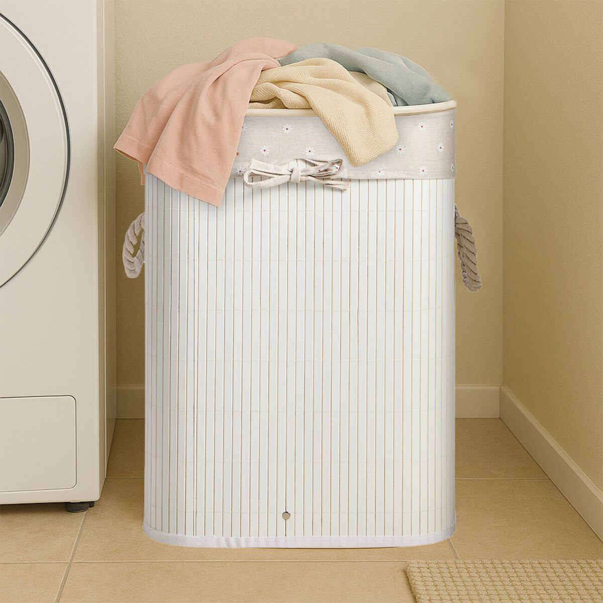 White Bamboo Laundry Hamper | Kankyo