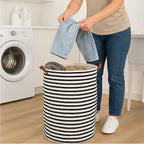 Black and Natural Laundry Bag | Stripe