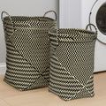 Set of Two Black and White Woven Storage Baskets | Nautical