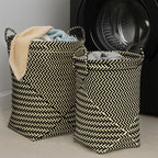 Set of Two Black and White Woven Storage Baskets | Nautical