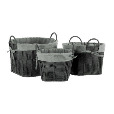 Set of Three Grey Round Storage Baskets | Lida