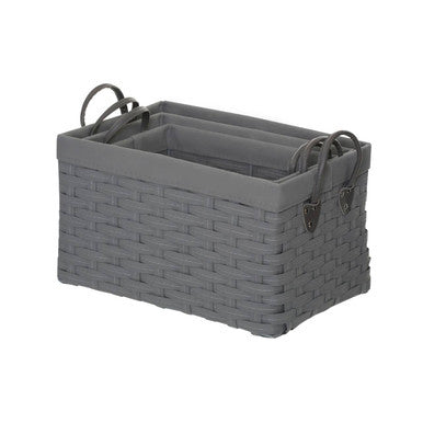 Set of 3 Lattice Grey Rectangular Storage Baskets | Lida