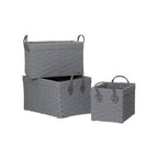 Set of 3 Lattice Grey Rectangular Storage Baskets | Lida