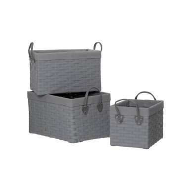 Set of 3 Lattice Grey Rectangular Storage Baskets | Lida