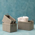 Set of 3 Lattice Grey Rectangular Storage Baskets | Lida