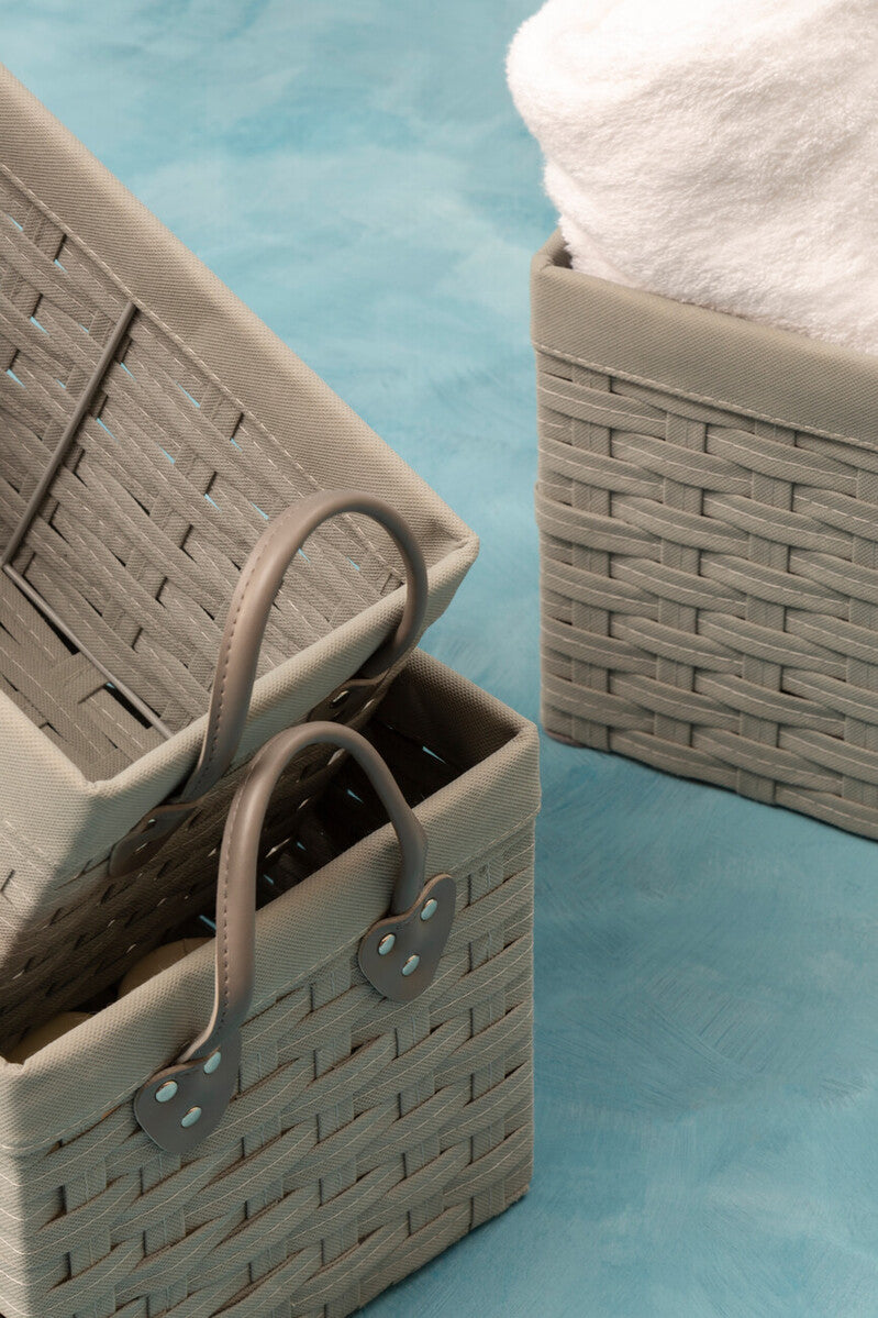 Set of 3 Lattice Grey Rectangular Storage Baskets | Lida