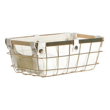 Small Gold Finish Wire Storage Basket with Lining | Harga