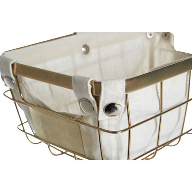 Small Gold Finish Wire Storage Basket with Lining | Harga