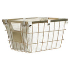 Medium Gold Finish Wire Storage Basket with Lining | Harga