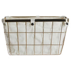 Medium Gold Finish Wire Storage Basket with Lining | Harga