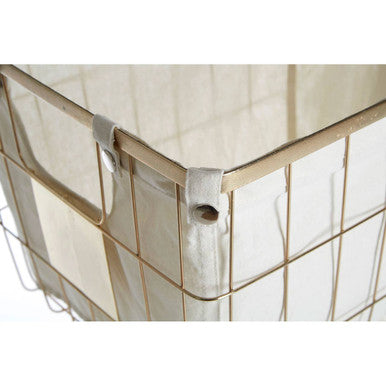 Medium Gold Finish Wire Storage Basket with Lining | Harga