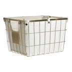 Large Gold Finish Wire Storage Basket with Lining | Harga