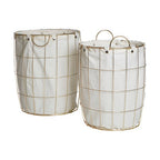 Set of Two Round Gold Wire Laundry Baskets | Harga