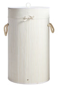 Round White Bamboo Laundry Hamper | Kankyo