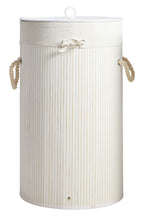 Round White Bamboo Laundry Hamper | Kankyo