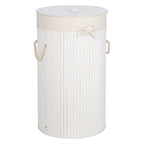 Round White Bamboo Laundry Hamper | Kankyo