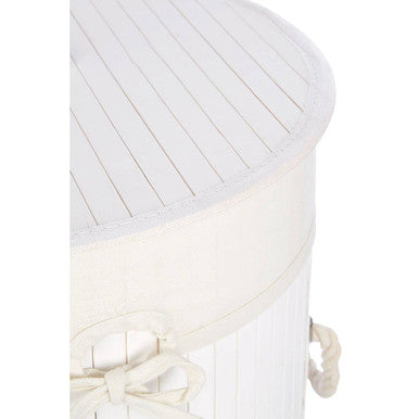 Round White Bamboo Laundry Hamper | Kankyo