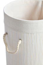Round White Bamboo Laundry Hamper | Kankyo
